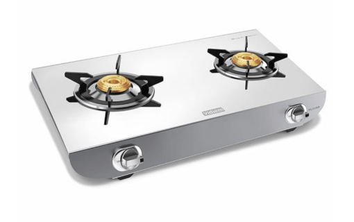 Vidiem Gas Stove S2 234 A Tusker (Silver) | Stainless Steel 2 Burner Gas Stove | Manual Ignition | Safety, Reliability, High Efficiency | ISI Certified | 5 years warranty